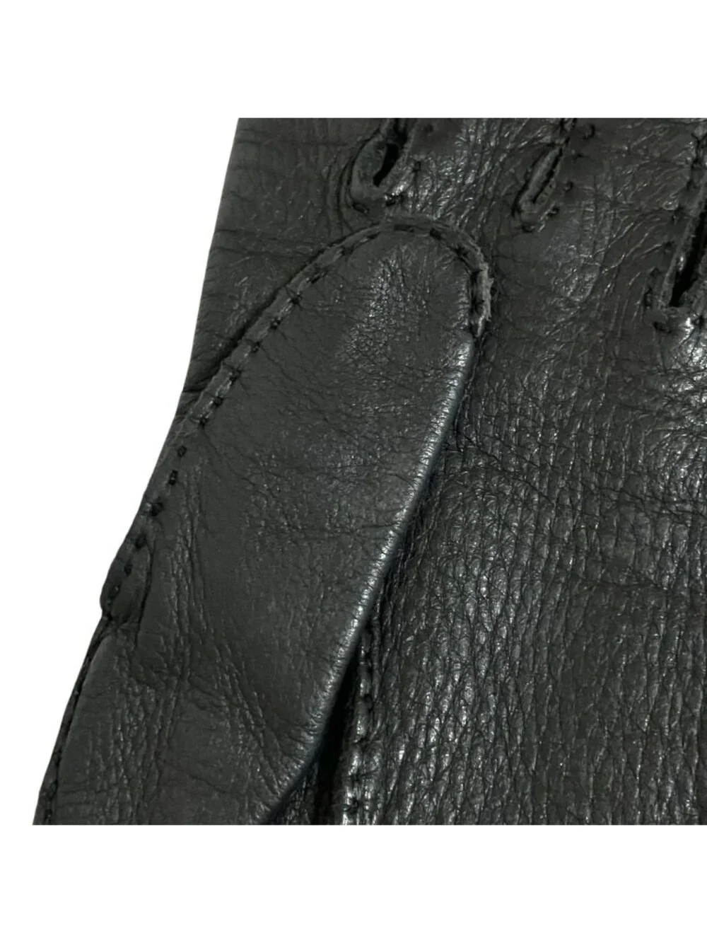 Hermes Sellier Buttons Deerskin Leather Gloves Black